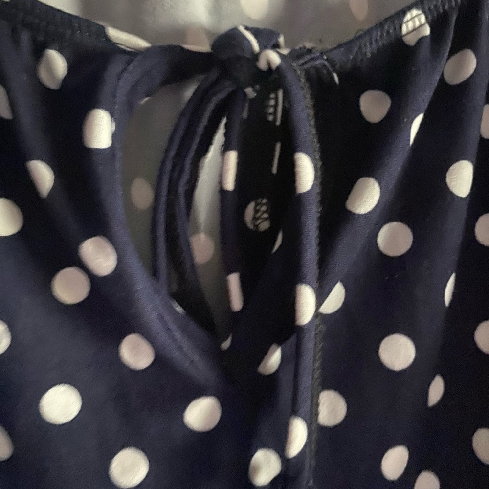 Navy Polka Dot Cold Shoulder Top - Picture 4 of 8